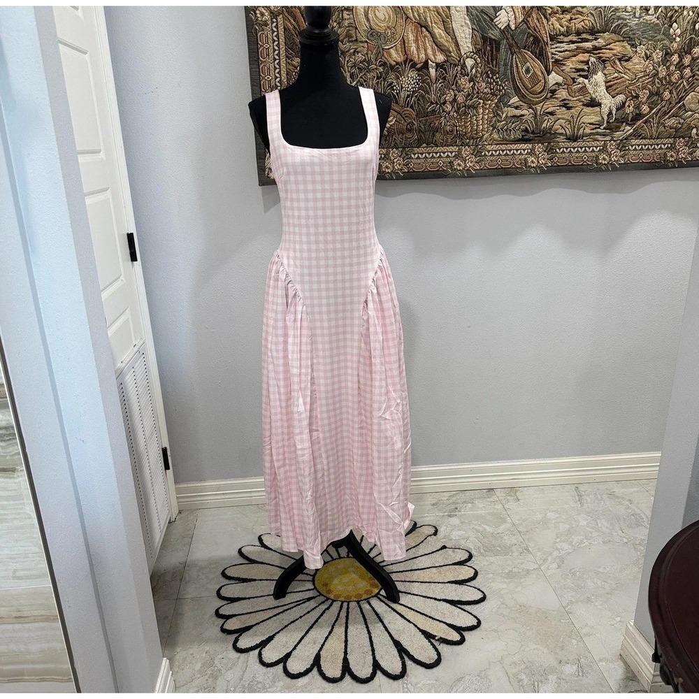 Source Unknown Pink Gingham Maxi Dress
